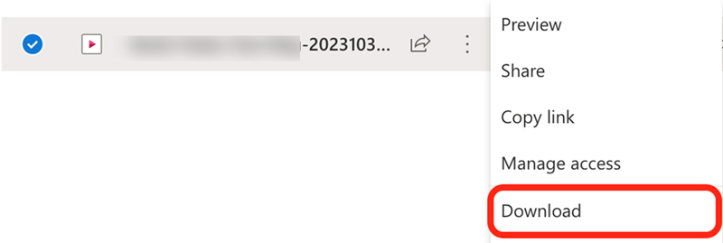 Descargar una grabación de Teams como MP4 en OneDrive