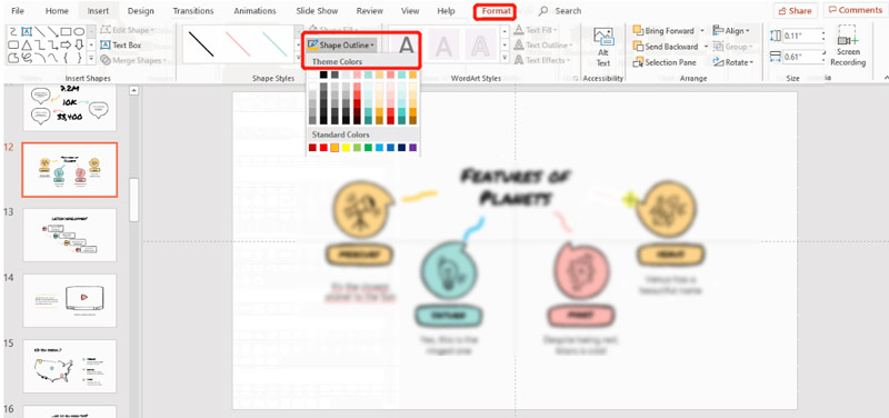 Formato de diagrama de araña en PowerPoint