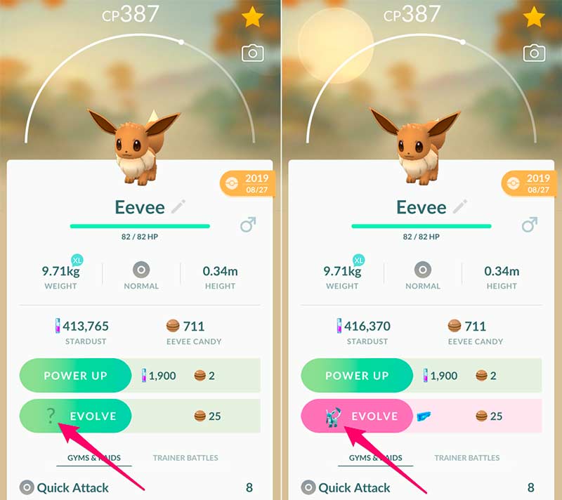 Evoluciona a Eevee a Glaceon en PokéStop