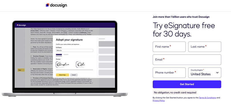 Firma electrónica DocuSign para firmar de forma remota