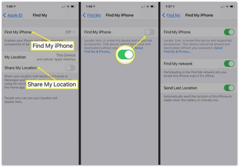 Activar las funciones de Buscar mi iPhone