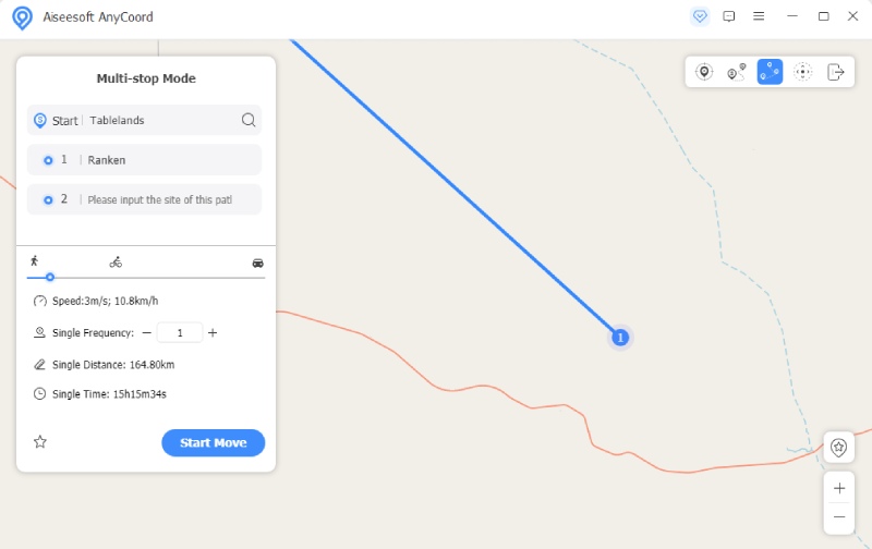 Configurar ruta en modo Joystick