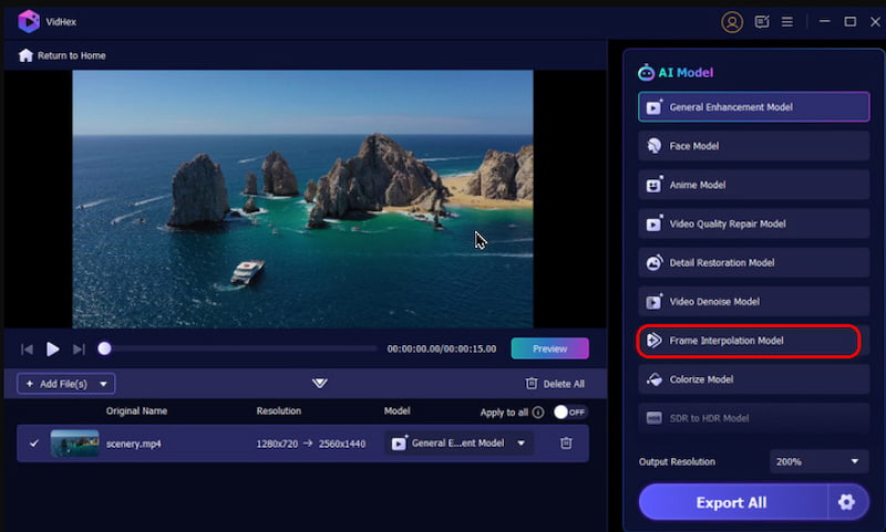 modelador de interpolación de cuadros de elección