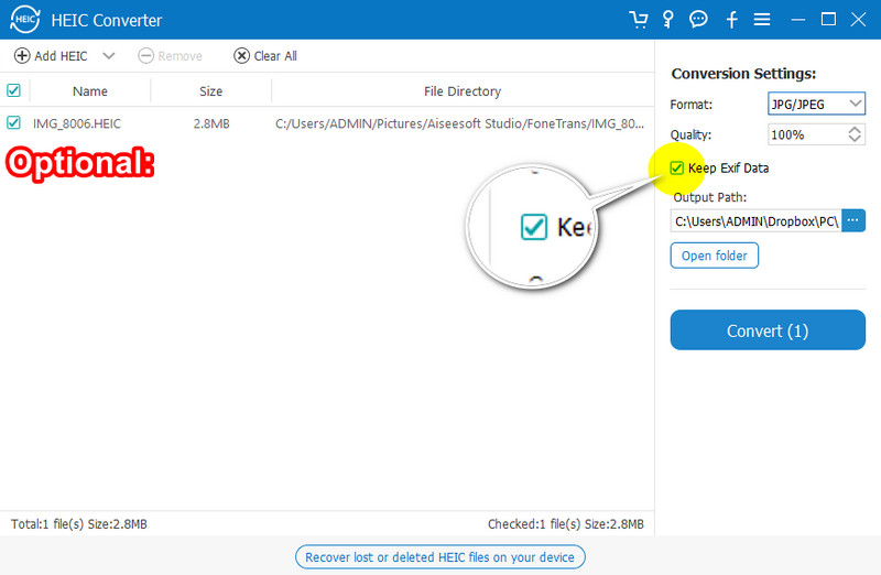 Mantener datos EXIF ​​en la imagen