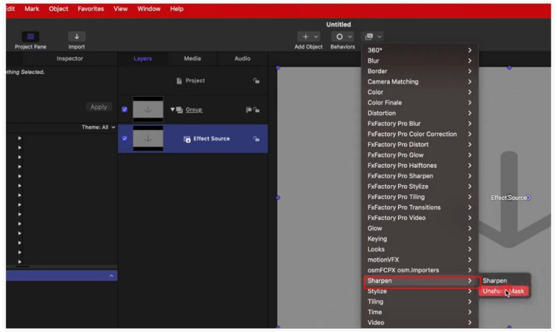 Seleccionar efectos de nitidez