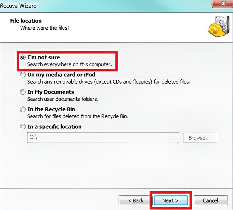 Seleccione No estoy seguro