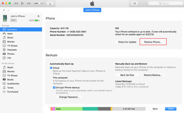 Formatear iPhone con iTunes