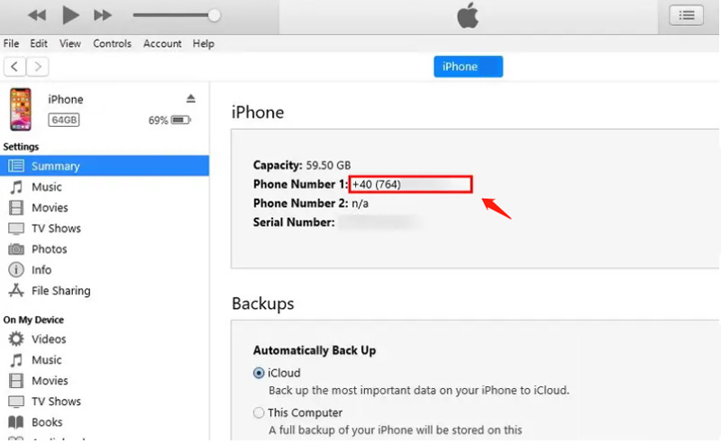 Encuentre el número IMEI de iPhone bloqueado desde iTunes