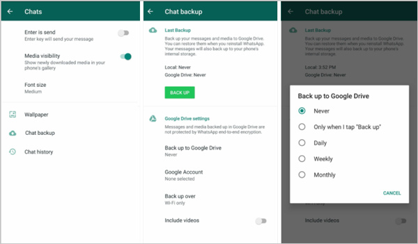 Copia de seguridad de WhatsApp de Google Drive en Android