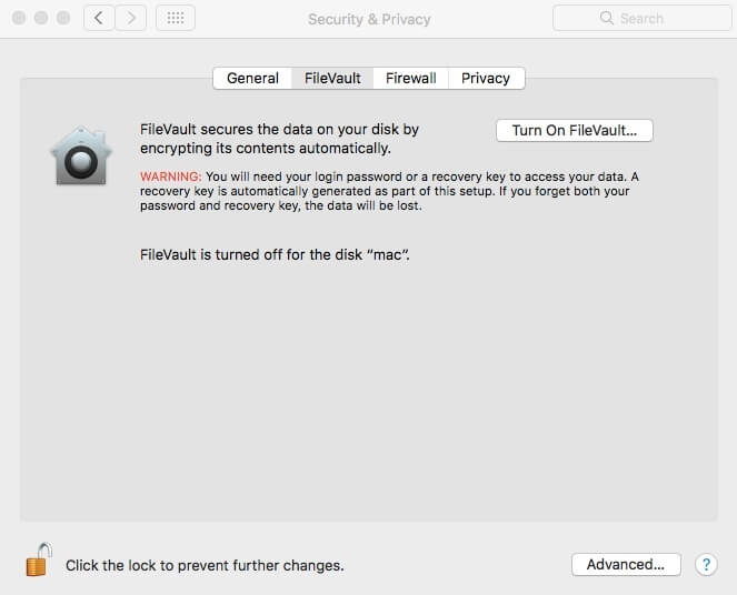 Bloquear fotos en Mac con FileVault