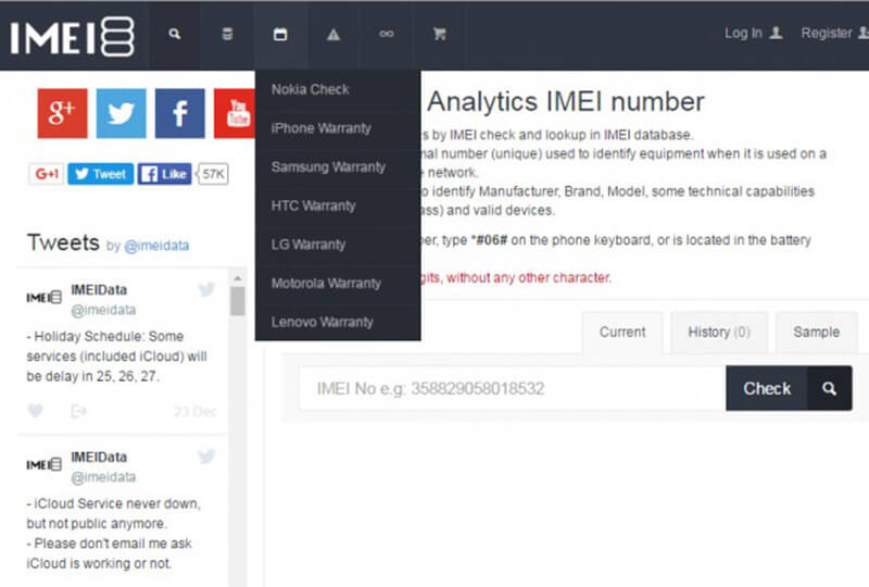 Búsqueda de base de datos de IMEI