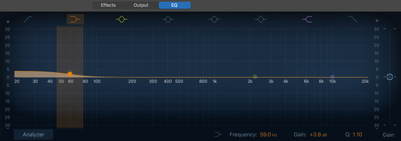 Ajustar el ecualizador en GarageBand