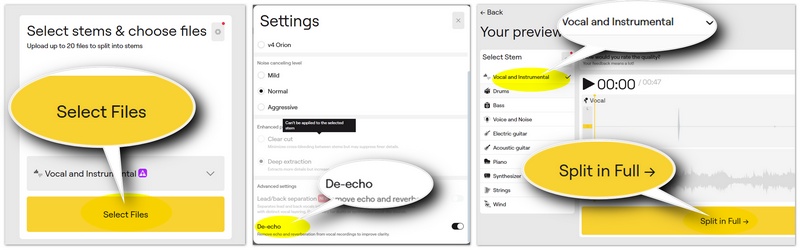 Aislar voces en Lalal AI