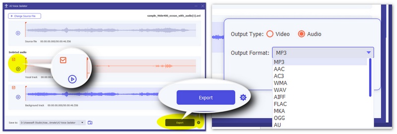 Guardar pistas de audio aisladas en Aiseesoft Video Converter Ultimate