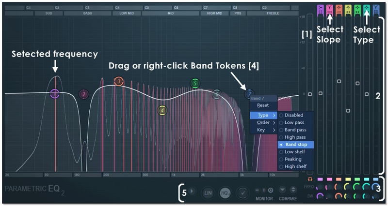 Agrega Fruity Parametric EQ 2 en FL Studio.
