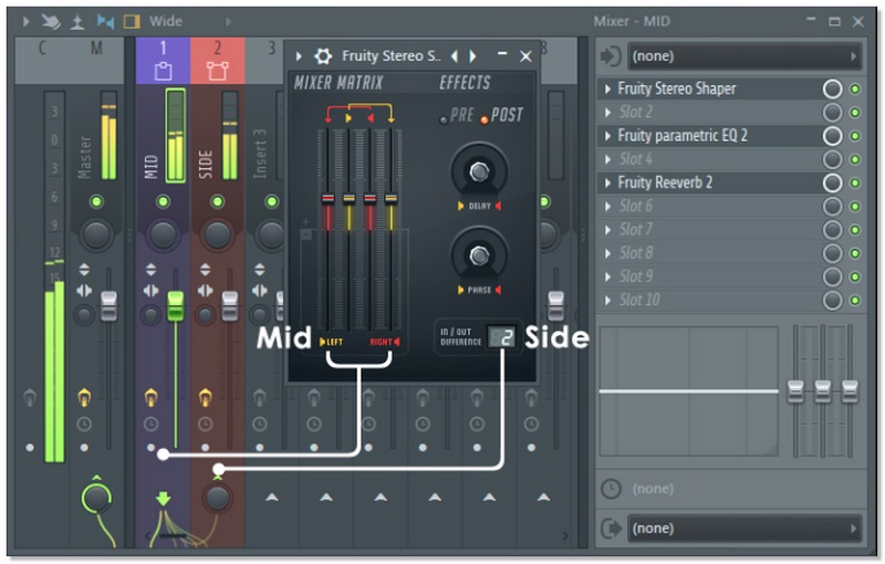 Ajusta la separación estéreo en FL Studio para aislar la voz.
