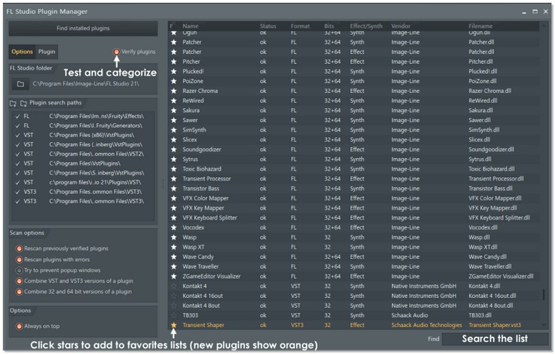 Acceda al menú de plugins en FL Studio para el aislamiento vocal.