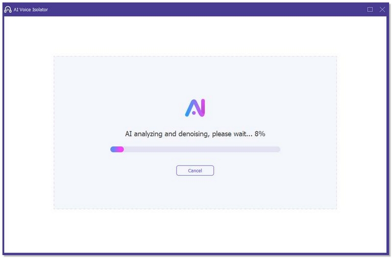 Espere a que finalice el proceso de aislamiento vocal mediante IA.