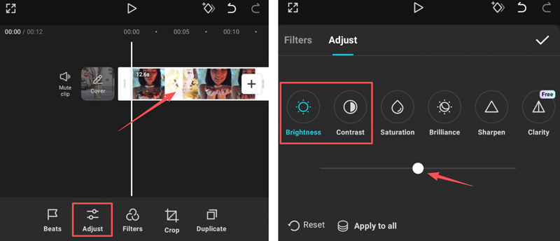 Aclarar vídeo en Capcut