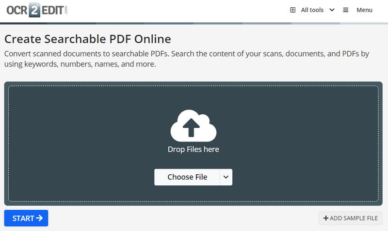 OCR2Edit Elegir archivo Convertir PDF con capacidad de búsqueda