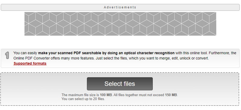 Online2PDF Seleccionar archivos PDF con capacidad de búsqueda