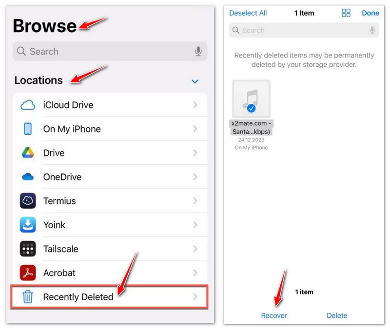 Recuperar audio perdido de un iPhone eliminado recientemente