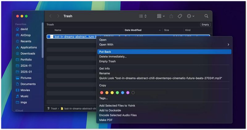 Recuperar música de la papelera en Mac