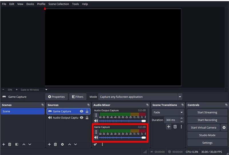 Confirmar en el mezclador de audio