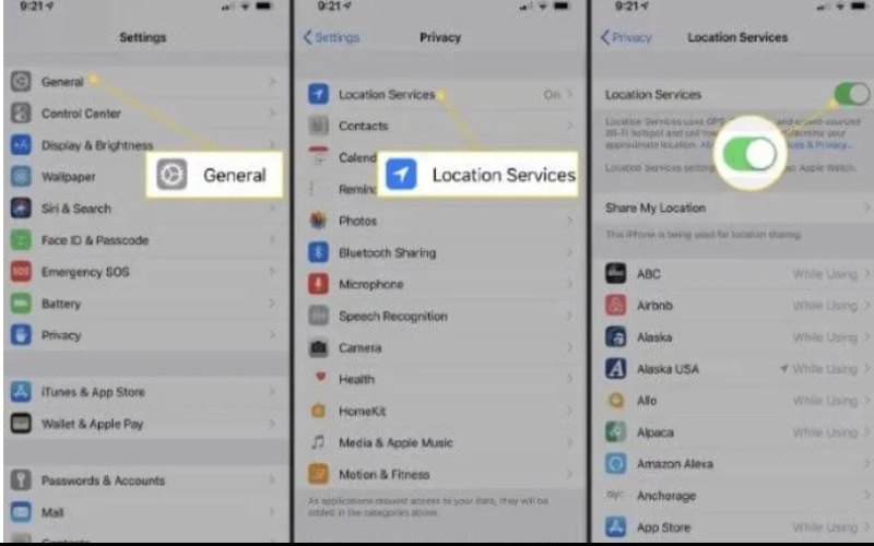Desactivar el servicio de ubicación