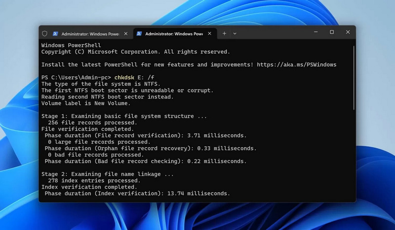 Ejecutar Chkdsk en Raw