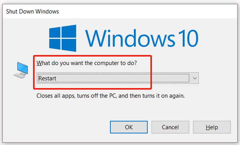 Apagar Windows y reiniciar la computadora portátil