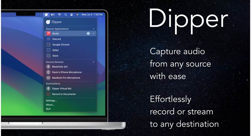 Captura de audio de Blackhole Dipper