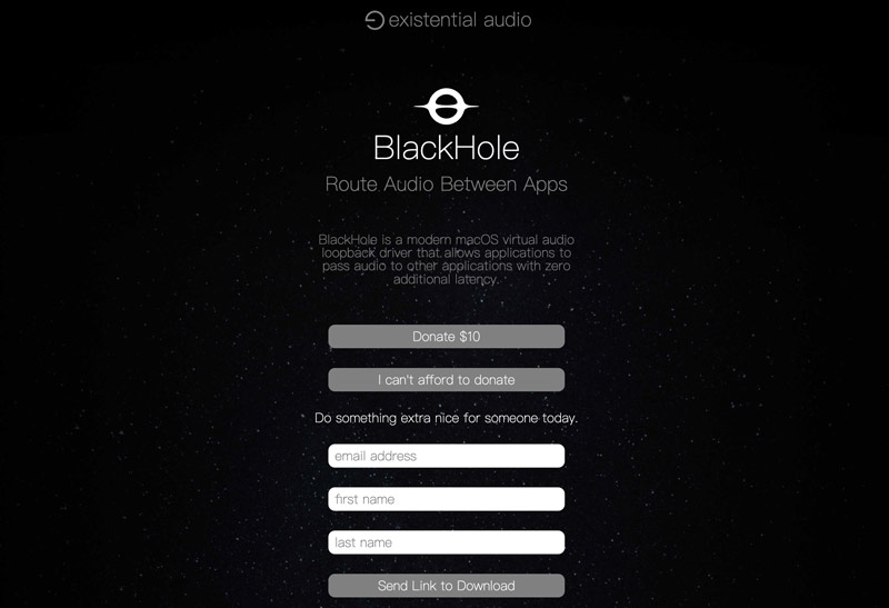 Página de enlace de descarga de Blackhole