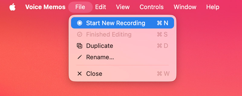 Notas de voz: Iniciar nueva grabación en Mac