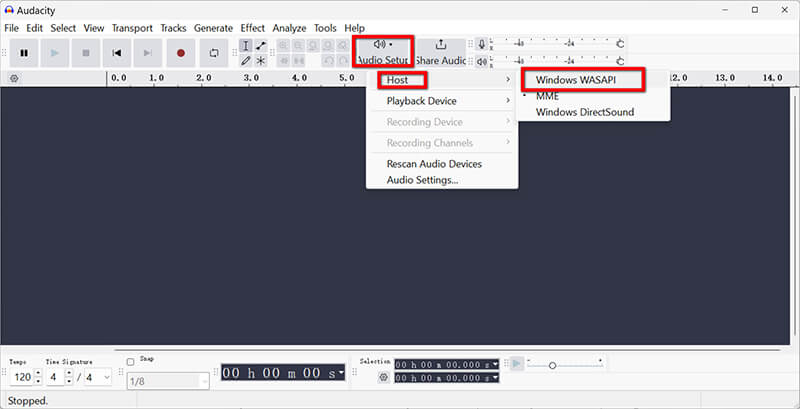 Configuración de audio de Audacity