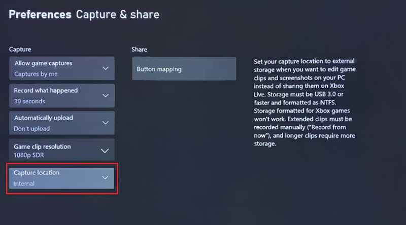 Record Gameplay on Xbox One Capture Location