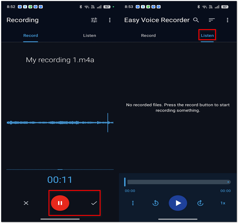 Editar en la pestaña Escuchar