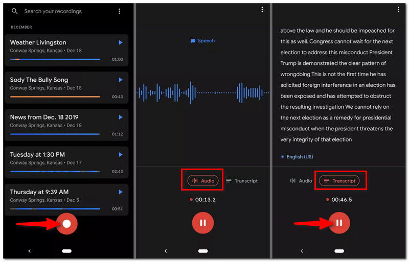 Grabar sonido en Google Recorder Pixel
