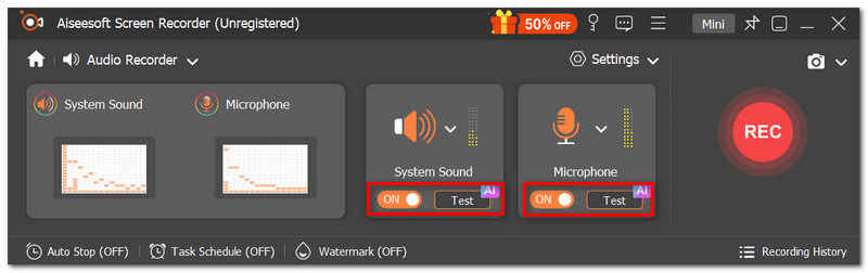Activar el sonido del sistema y el micrófono.