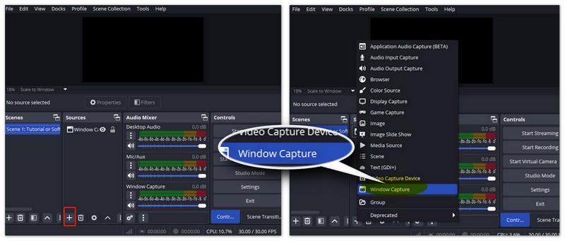 Captura de ventanas de Obs Studio