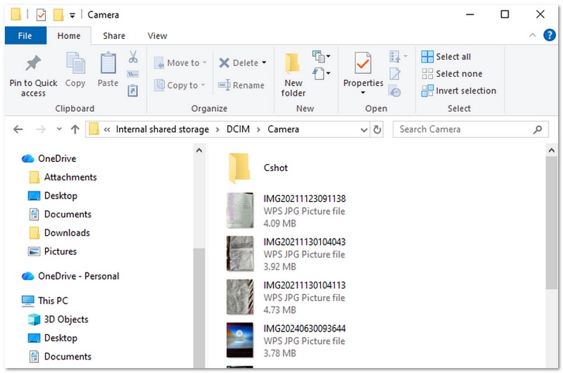 Copiar archivos a la PC
