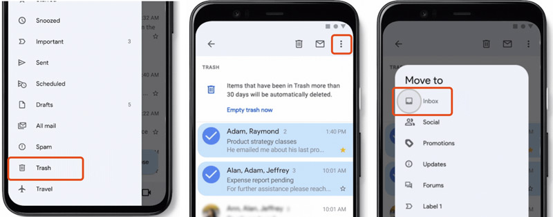 Recuperar correos electrónicos eliminados de Gmail en Android