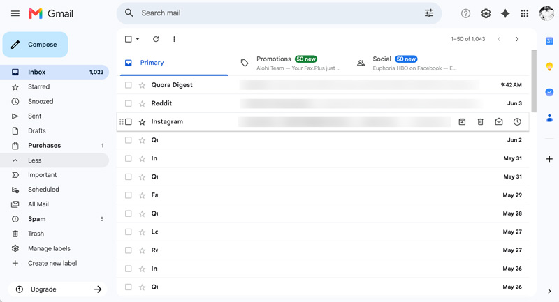 Recuperar correos electrónicos eliminados de Gmail Web