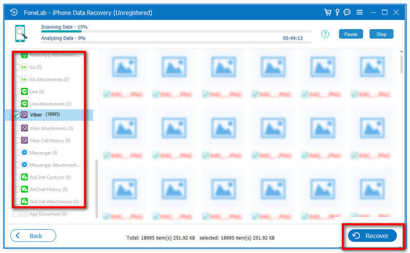 Seleccionar archivos para recuperar