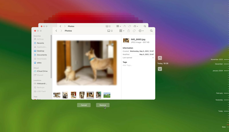 Restaurar fotos borradas en Mac con Time Machine