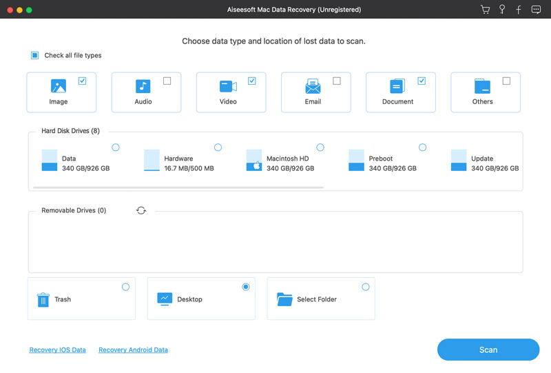 Escanear archivos eliminados de Mac desde el escritorio