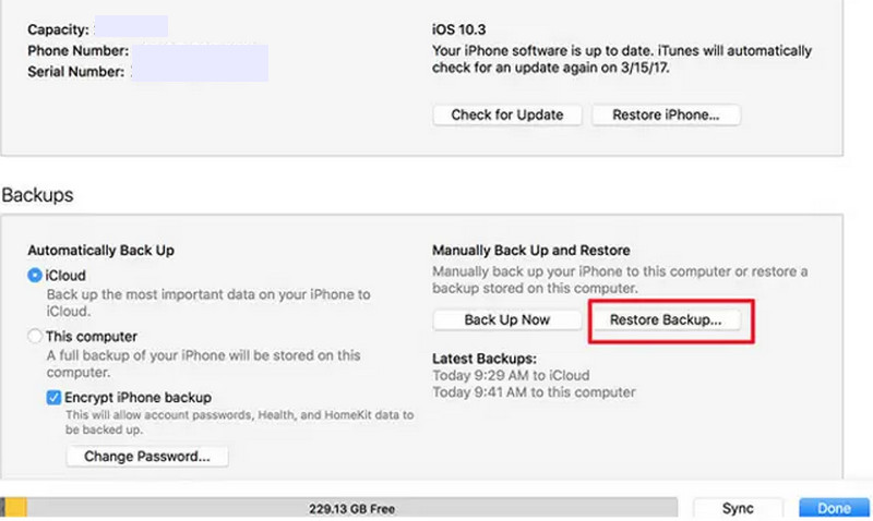 Copia de seguridad de iTunes: Recuperar nota eliminada en iPhone