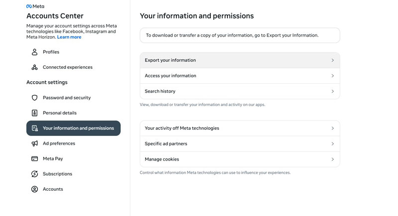 Crear una copia de seguridad de Facebook