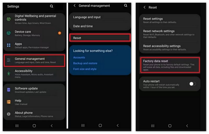 Restablecimiento de fábrica de datos de Android