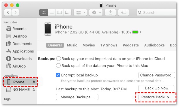 Restaurar copia de seguridad de iTunes